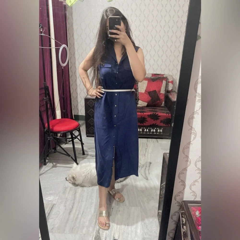 denim long dress( fade blue with white strands) - Picture 15 of 16
